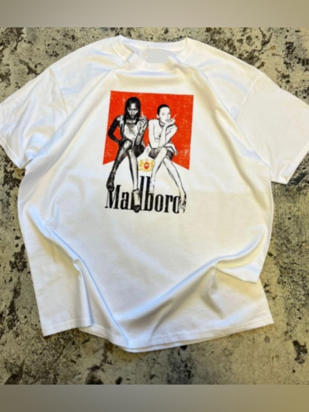 Marlboro White Tee with Red Graphic and Black Print